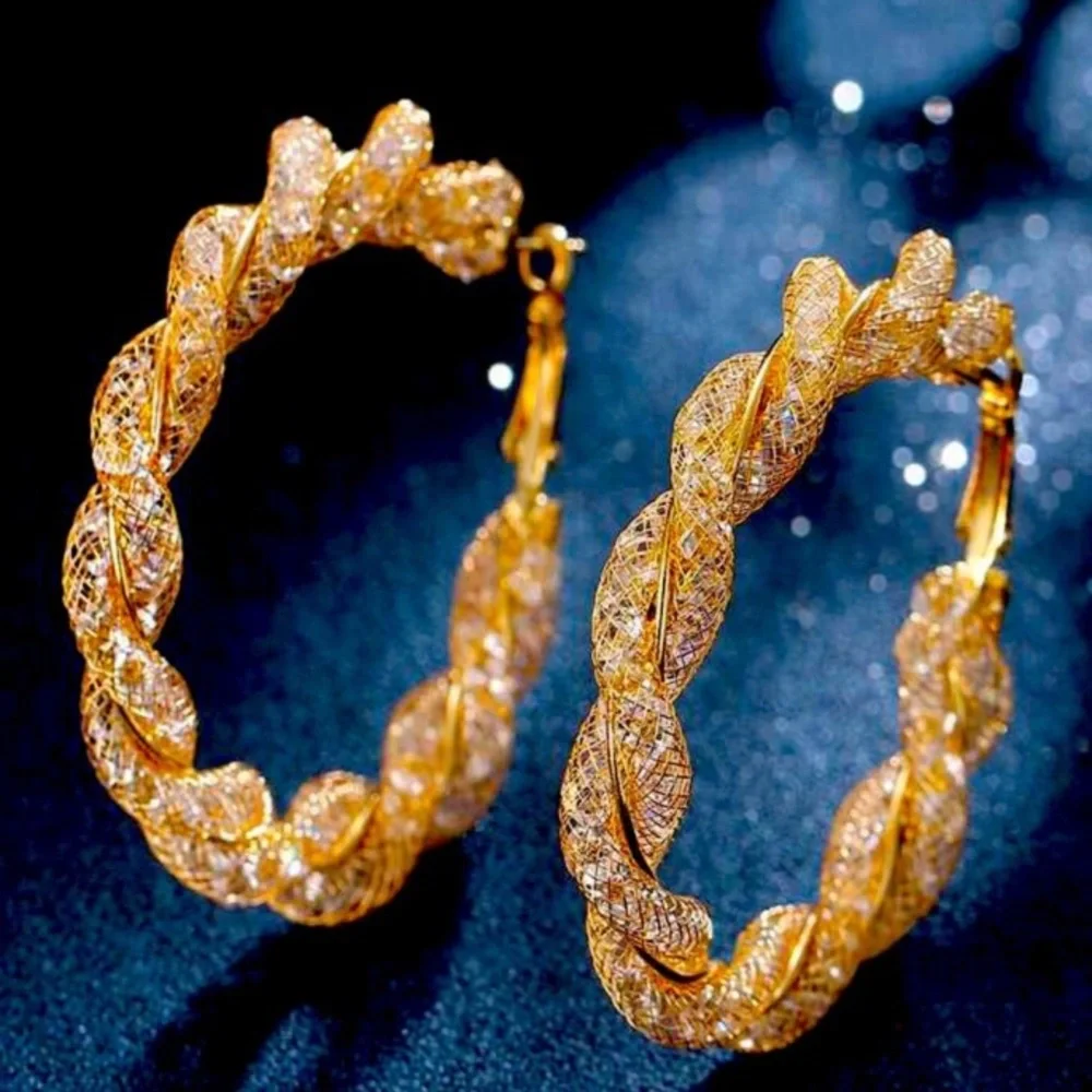 Spiral twist hoop earrings for pierced ears